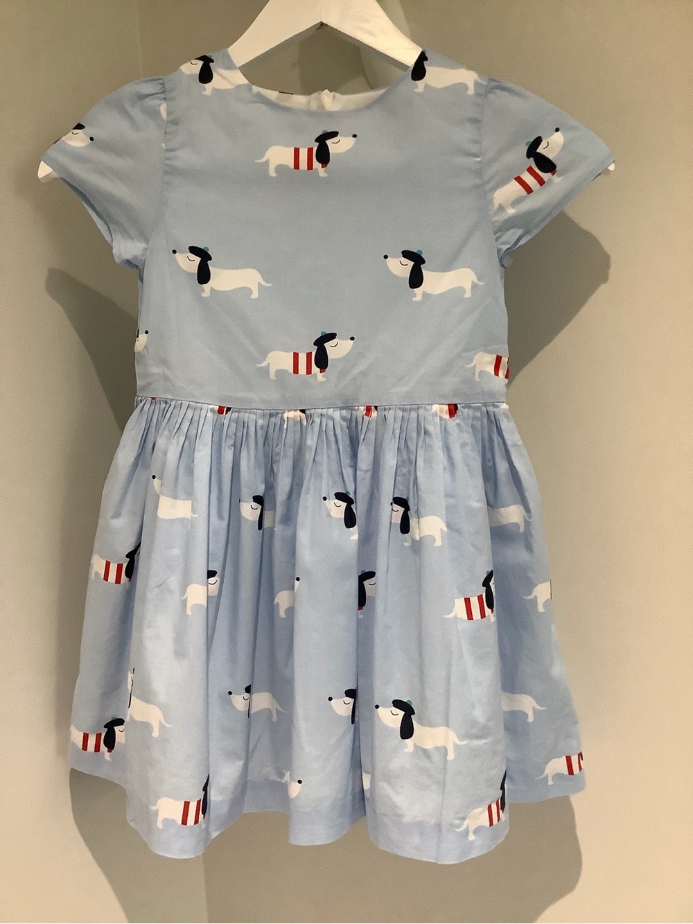 Jacadi Light Blue Dachshund Print Cotton Dress